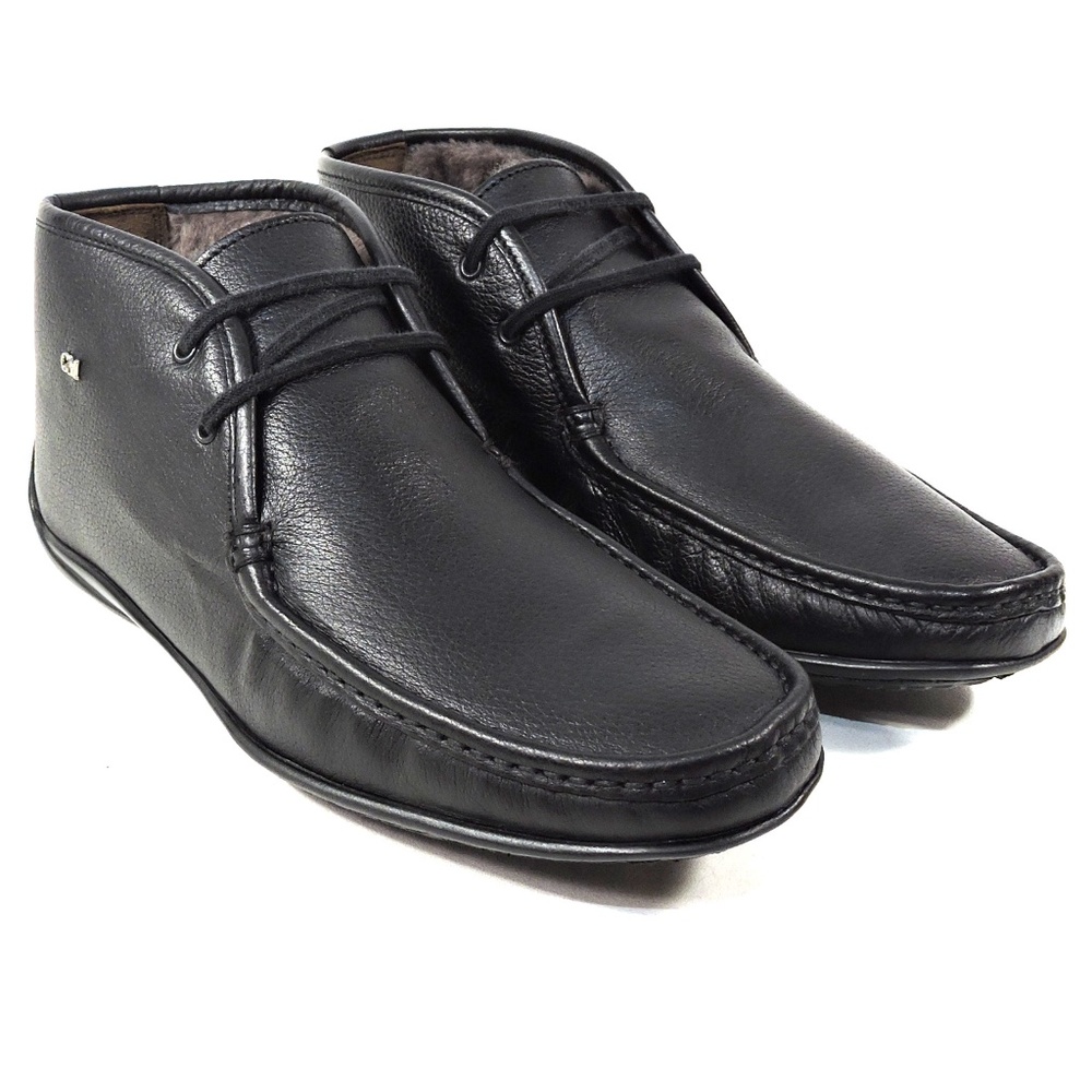 GOODMAN 🇮🇹 MEN'S BLACK LEATHER COMFORT FLAT WINTER BOOTS